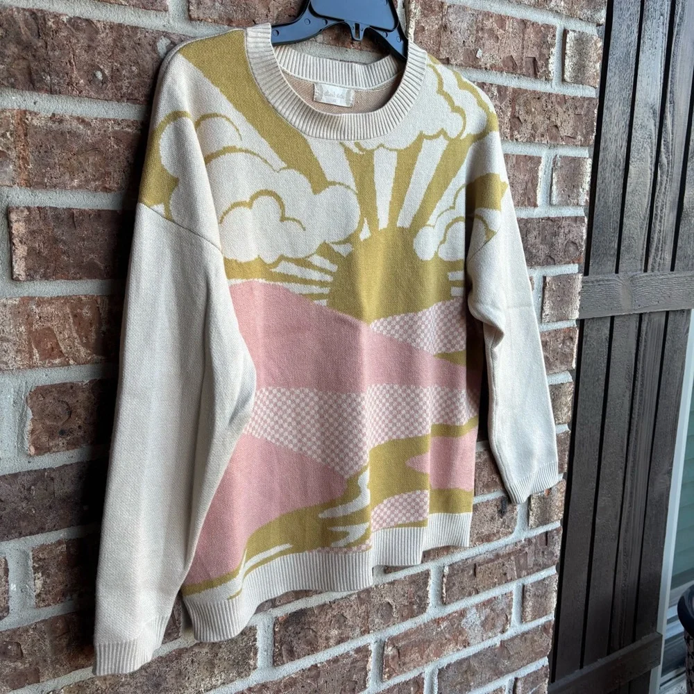 Altar'd State Sunrise Sweater - Pink and Cream
